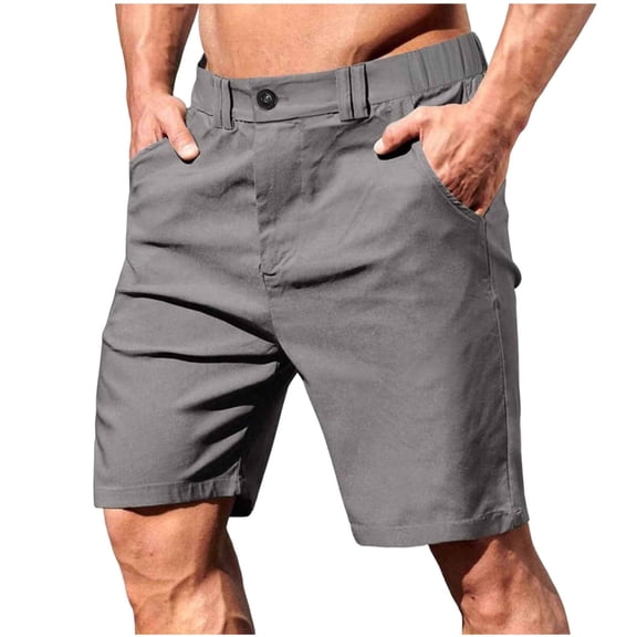 JTSRKL Men's Flat Front Dress Shorts Solid Zip Fly Button Elastic Waist Stretch Bottoms Quick Dry Business Golf Daily Sports Wear Short Pants Dark Gray XL
