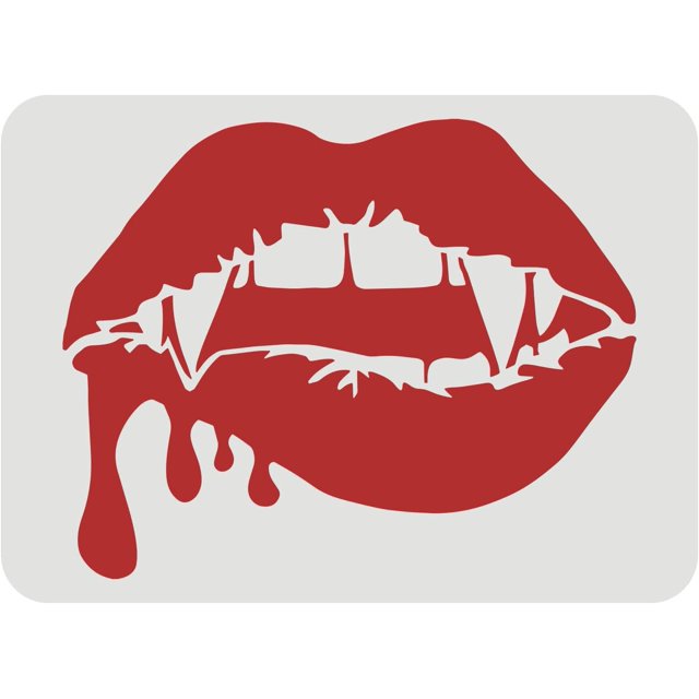Plantillas de labios sangrantes de vampiro, plantillas grandes de dibujo y pintura de 11,7 x 8,3 pulgadas, reutilizables, de Mylar.