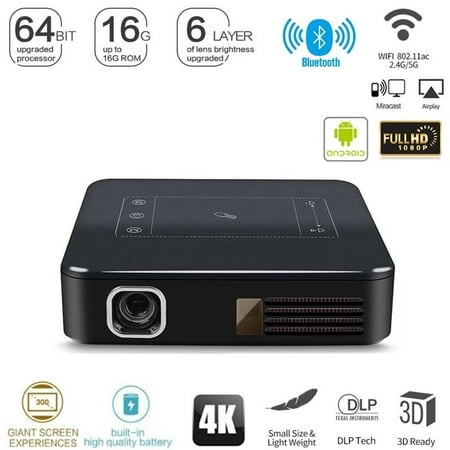 2G+16G HD 4K DLP Home Theater Projector Wifi 1080P Mini Android Cinema w