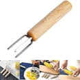 thumbnail image 1 of 10 tenedores de acero inoxidable para barbacoa de maíz con mango de madera para brochetas al aire libre., 1 of 5