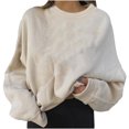 thumbnail image 2 of Jsaierl Womens Sweatshirts Cute Solid Color Sweatshirts Round Neck Fall Sweater Tops Trendy Long Sleeve Blouses Fall Fashion 2024, 2 of 5