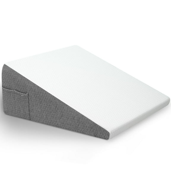 Bed Wedge Pillow Sleeping, 12 Inch Elevated Support Triangle Pillow for Reading and Rest, Legs and Back Support with Washable Cover