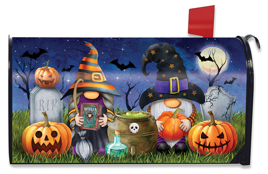 Halloween Gnomes Magnetic Mailbox Cover Humor Spooky Standard Briarwood Lane