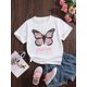 thumbnail image 1 of Tween Girl Letter & Butterfly Print Tee Casual Short Sleeve Crew Neck T-Shirt, Machine Washable | Casual Clothing | Vibrant Design | Stretchable Knit Fabric, 1 of 5