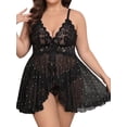thumbnail image 2 of Sexyfree Plus Size Lingerie for Women Sexy Open Front Lace Nightdress V Neck Sleepwear, 2 of 5