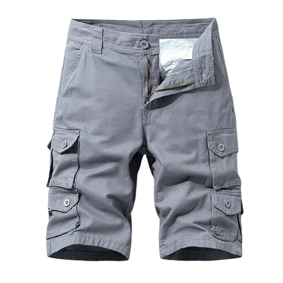 Homeyce Men's Cargo Shorts Multi Pocket Elastic Waistband Short Drawstring Ripstop Straight Leg Cargo Shorts Relaxed-Fit Summer Outdoor Activities Casual Bottom,Gray S