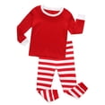 thumbnail image 1 of Conjunto de pijamas navideños de algodón a rayas para niños y niñas, 1 of 6