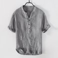 thumbnail image 2 of Men’s Loose Cotton Linen Short Sleeve Shirt Casual Summer Top, 2 of 6