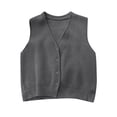 thumbnail image 3 of WENWU Womens Casual Loose Solid Color V Neck Classic Sleeveless Knitted Trendy V Neck Sweater Vest Tan Vest Long Fuzzy Vest Women, 3 of 3