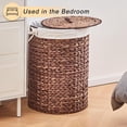 thumbnail image 5 of Casa Pura Furniture Handwoven Round Water Hyacinth Laundry Hamper with Lid, 90L Wicker Storage Basket with Handles, No Assembly Needed for Bedroom Bathroom Home Organization, 5 of 8
