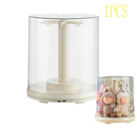 Rotating Clear Display Case for Doll, Rotatable Figure Display Case,Acrylic Display Case, Display Stand for Plush Dolls, Pendant Storage Box, Transparent Doll Display Box for Keychain Action Dolls
