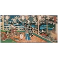 thumbnail image 2 of Utagawa Kunisada (Toyokuni III) 14x9 Black Ornate Wood Framed Double Matted Museum Art Print Titled: Night Visage of the Flower Genji (1861), 2 of 5