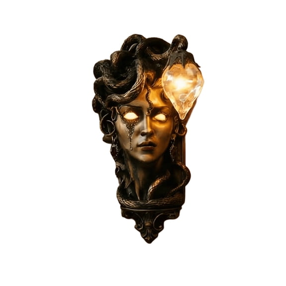 Orangide Resin Medusa Wall Light Handmade Ornament for Home Decor Bedroom Living Room Gothic Fantasy Art LED Night Light