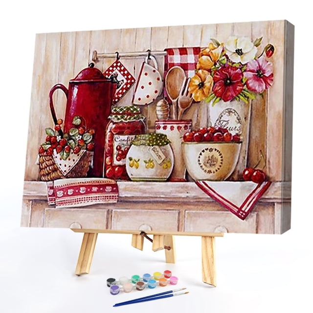Cuadros Decorativos Pintura sin marco por números tazas de cocina DIY dibujo hecho a mano sobre lienzo artesanal JShteea Nuevos Originales