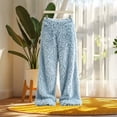 thumbnail image 4 of Ninixx Womens Wide Leg Pants Thick Fleece Lined Warm Winter Trousers with Elastic Waist Cozy Loungewear, 4 of 5