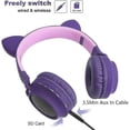 thumbnail image 3 of Auriculares Bluetooth para niños, supraaurales con limitación de volumen de 85 dB, luz LED, plegables, estéreo HD, inalámbricos y con cable., 3 of 5