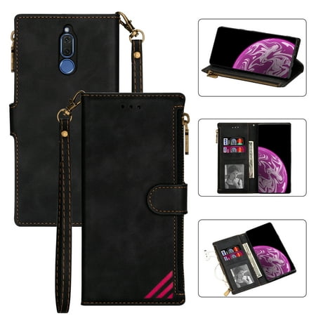 For Huawei Mate 10 Lite Zipper Multi-card Slots Horizontal Flip PU Leather Case with Holder & Card