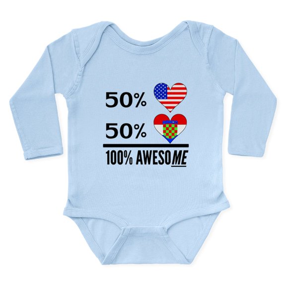 CafePress - Half American Half Croatian Body Suit - Long Sleeve Cotton Baby Bodysuit