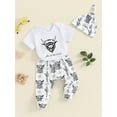 thumbnail image 3 of FEORJGP Infant Baby Boy Summer Western Outfits 0 3M 6M 12M Toddler Short Sleeves Rompers Cow Head Print Jumpsuits and Elastic Pants Beanies Hat Set KiFashion Casual 3 Piece Clothes for Daily, 3 of 10