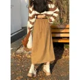 thumbnail image 4 of Vintage Belt Corduroy Midi Skirt Women High Waist Pleated A Line Skirts Autumn Winter Streetwear Korean Casual All Match Skirt, 4 of 5