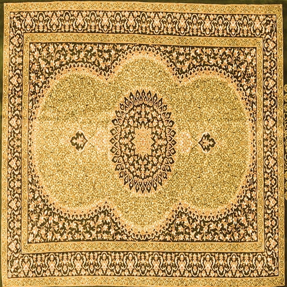Ahgly Company Indoor Square Medallion Orange Traditional Area Rugs, 4' Square