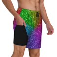 thumbnail image 2 of Sigee Colorful Glitter Print Mens Swim Trunks with Compression Liner Quick Dry Swim Stretch Beach Shorts with Pockets,S-3XL, 2 of 7