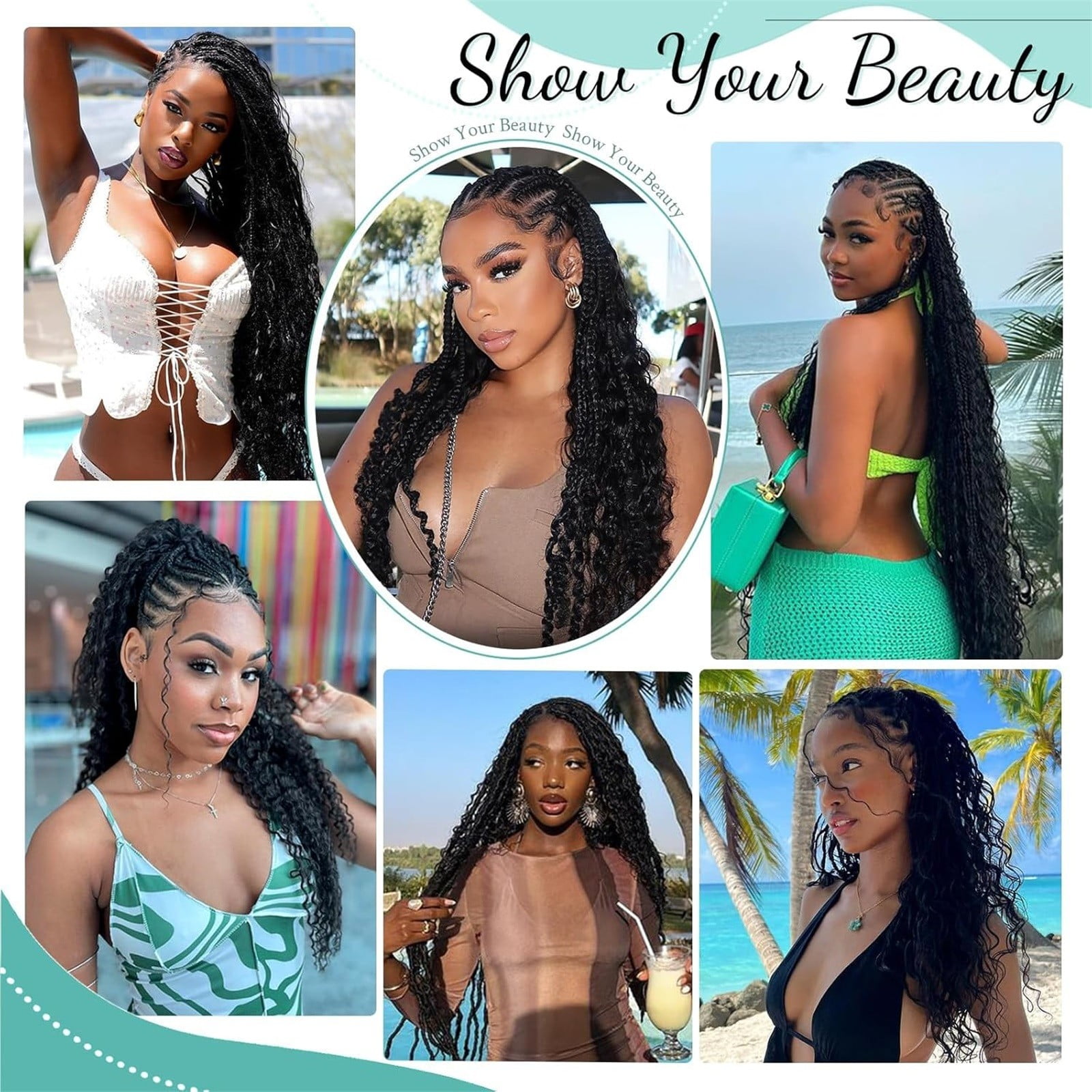 Braiding Hair for Boho Braids - Curly Boho Human Hair 20 Inch 3 Bundles, Deep Wave, Knotless Braids Crochet Box Braids, Natural Color, Festival Daily Style, Women Hair