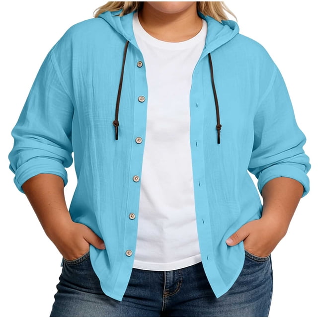 Camiseta con Capucha de Vendaje de Color Sólido con Botones de Manga Larga de las Mujeres, Camisetas de Manga Larga de las Mujeres de Moda Primavera Otoño Uso Diario