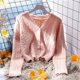 thumbnail image 4 of Cárdigans de mujer Otoño Invierno 2024 Suéter de punto con cuello en V y una botonadura Moda de primavera Cárdigan corto de punto sólido Jerséis, 4 of 5