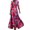 Deep Rose, variant on Women's Floral Print Half Sleeve Wrap Maxi Dress with Pockets and Slit Everyday Wear 100% Polyester Fabric Type
