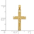 thumbnail image 2 of 14k Yellow Gold Textured Polished Beveled Tipped Crucifix Pendant Necklace 26x13mm Wide Pendant for Women, 2 of 2