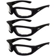 thumbnail image 1 of 3 Pairs Kickback Black Foam Padded Motorcycle Riding Sunglasses with Clear Lenses, 1 of 6