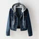 thumbnail image 2 of Hanzidakd - Chaquetas de talla grande para mujer, abrigos de invierno y otoño, de manga larga, estilo vintage, con capucha, botones, bolsillo, vaqueros desgastados, cárdigan informal para chicas, 2 of 7