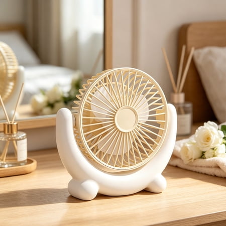 Desktop High Wind Fan Rechargeable Portable Strong Airflow Adjustable Multi Speed Quiet Motor Compact Desk Fan for Dorm Home Office Bedroom Study Work Summer Cooling Use