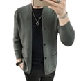 thumbnail image 2 of Suéter de lana nuevo, chaqueta de punto para hombre, suéter de punto de color sólido para hombre, 2 of 4