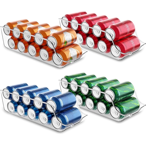 Soda Can Organizer for Refrigerator, Fridge Organizer,  Set of 4 Drink Organizer for Fridge