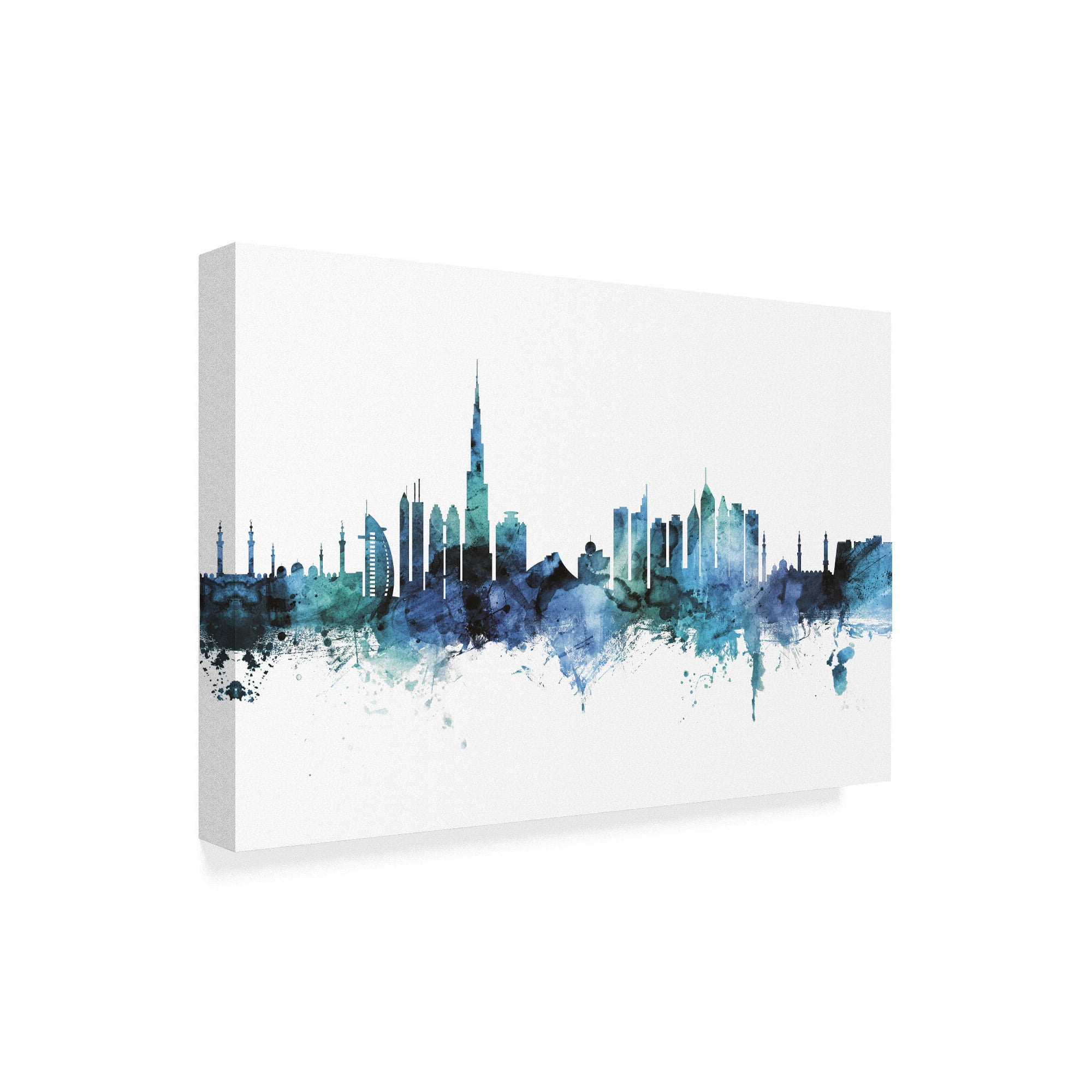Trademark Fine Art 'Dubai Blue Teal Skyline' Canvas Art by Michael Tompsett