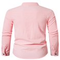 thumbnail image 4 of Classic Buttoned Henley Shirt for Men with Retro Cotton Linen Fabric, 4 of 5