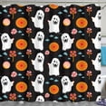thumbnail image 1 of Happy Ghosts Shower Curtain - Fun Halloween Decor with Moons & Suns, 1 of 4
