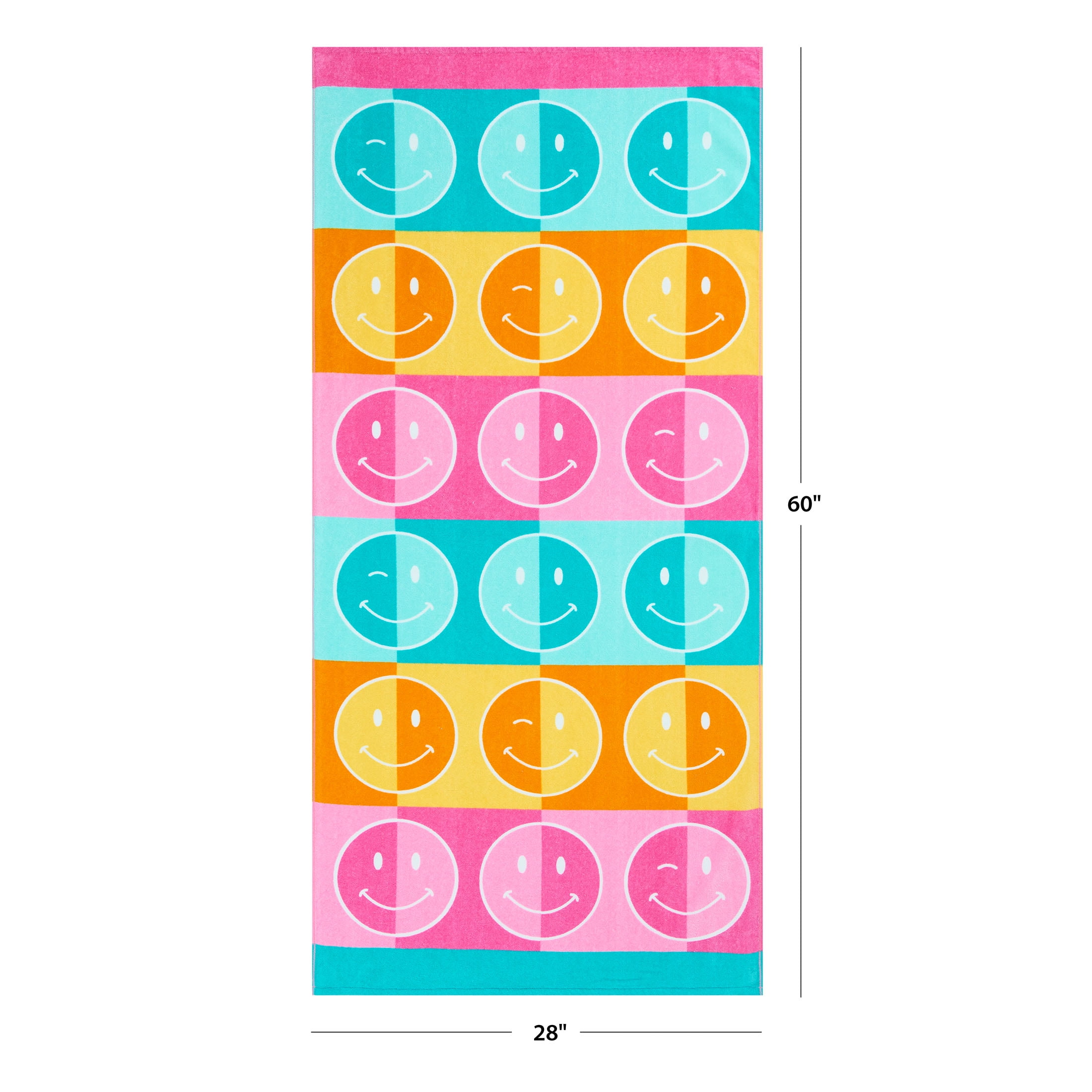 Mainstays Cotton Blend Smiley Checkerboard Beach Towel 28 x 60 Walmart