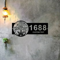 Custom Personalized Happy halloween Metal Address Sign House number Hanging Address Plaque Yard Sign Outdoorr Sign Garden Stake