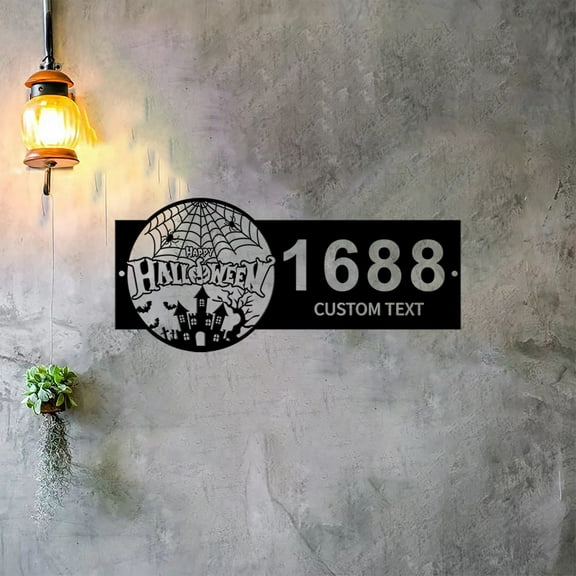Custom Personalized Happy halloween Metal Address Sign House number Hanging Address Plaque Yard Sign Outdoorr Sign Garden Stake