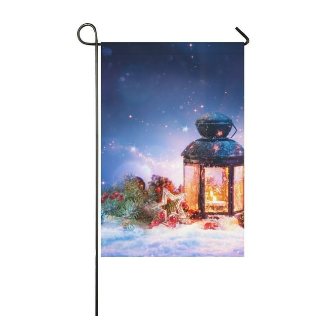 MYPOP Magical Lantern On Snow With Christmas Decoration Outdoor Decorative Flag Garden Flag 28x40 inches