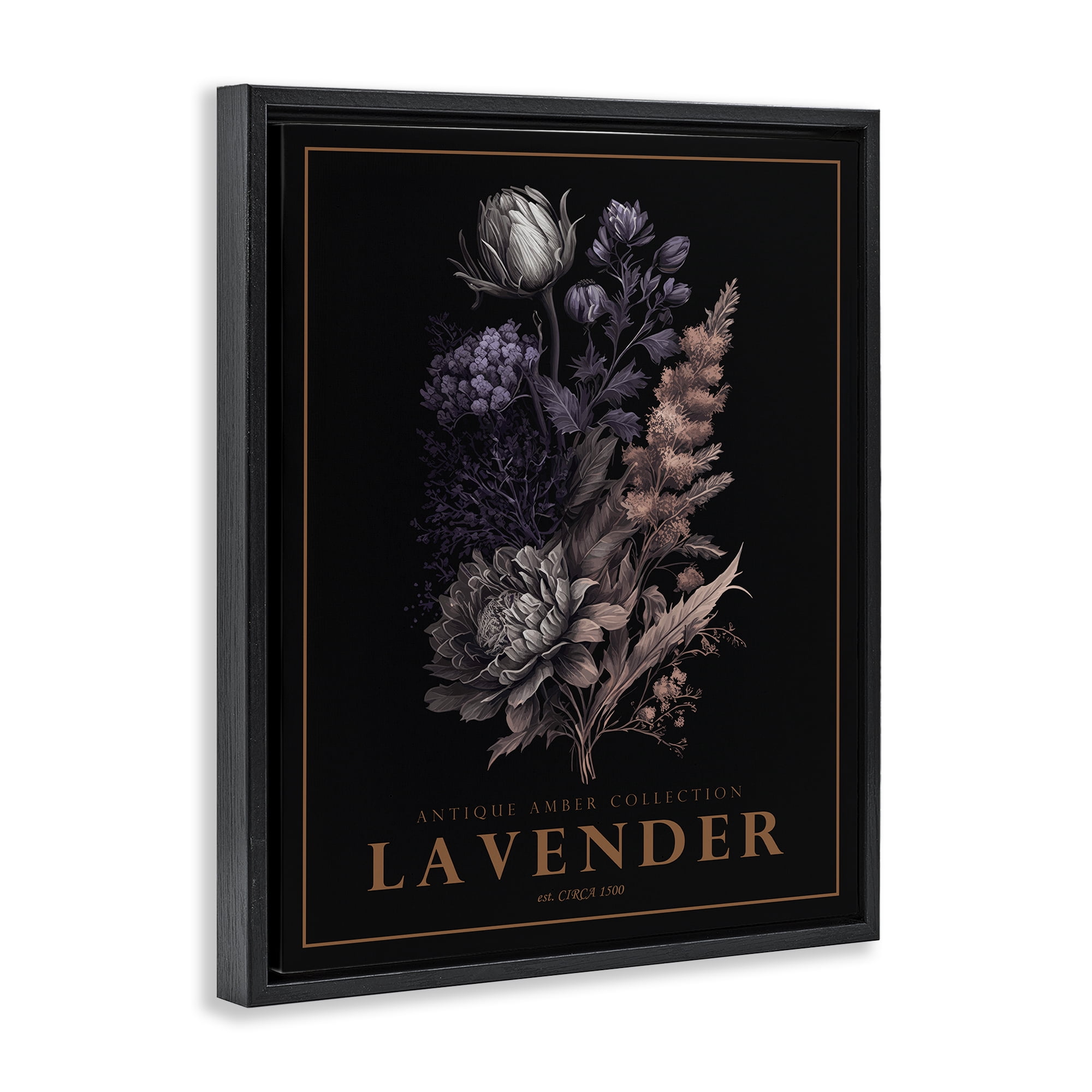 Stupell Industries Antique Lavender Bushel Black Framed Floater Canvas Wall Art, design by Christopher Giampietro