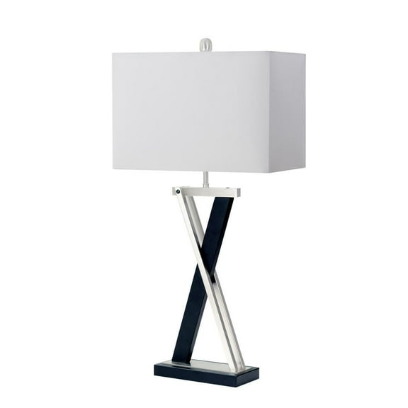Lux Lighting X 28.5” X Shape Black and Silver Metal Table lamp, (Set of 2)