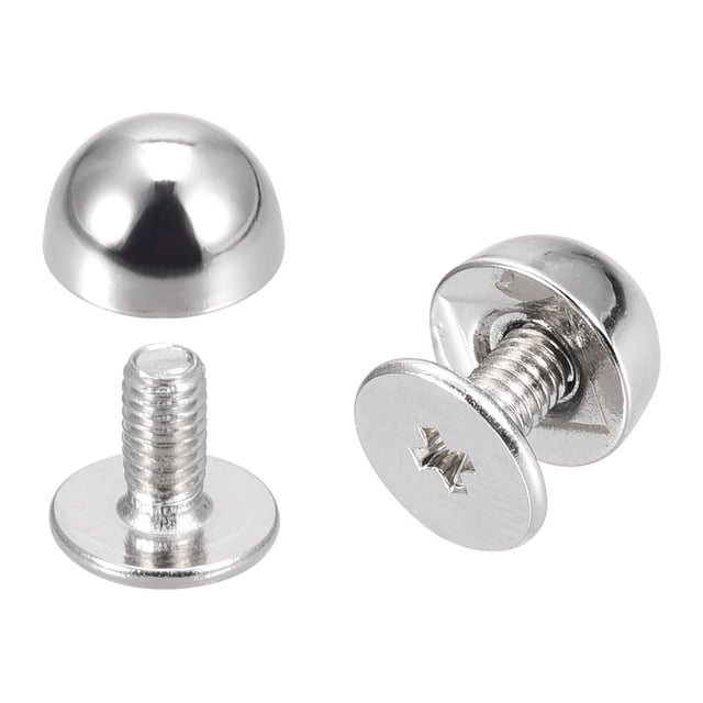 Unique Bargains 8x5mm Screw Back Rivets Solid Round Head Leather Studs Silver Tone 20 Pack