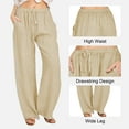 thumbnail image 4 of FIOPHY Womens Casual Lightweight Drawstring Elastic Waist Loose Wide Leg Pants Khaki S, 4 of 6