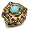 thumbnail image 1 of Antique Copper Brass Ring with Synthetic Turquoise, Turquoise - Size 8, 1 of 1
