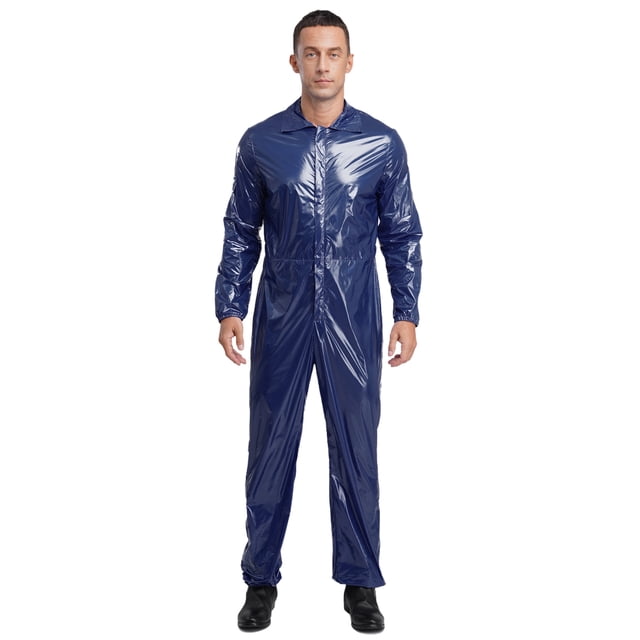 Manyakai Combinaison Imperméable pour Homme, Col Rabattu, Manches Longues, Taille Élastique au Dos, Bleu Marine, TG