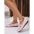 thumbnail image 6 of Women‘s Large Size Pink Knitting Hollow Out Breathable Flat Shoes For Spring And Summer, 6 of 7